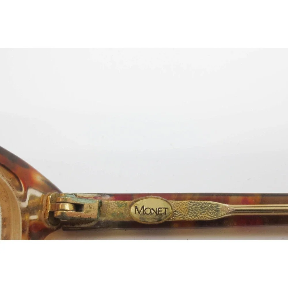 Monet MT-28 BRN Marine Eyeglasses Brown Tortoise Oversized Round Frames Gold